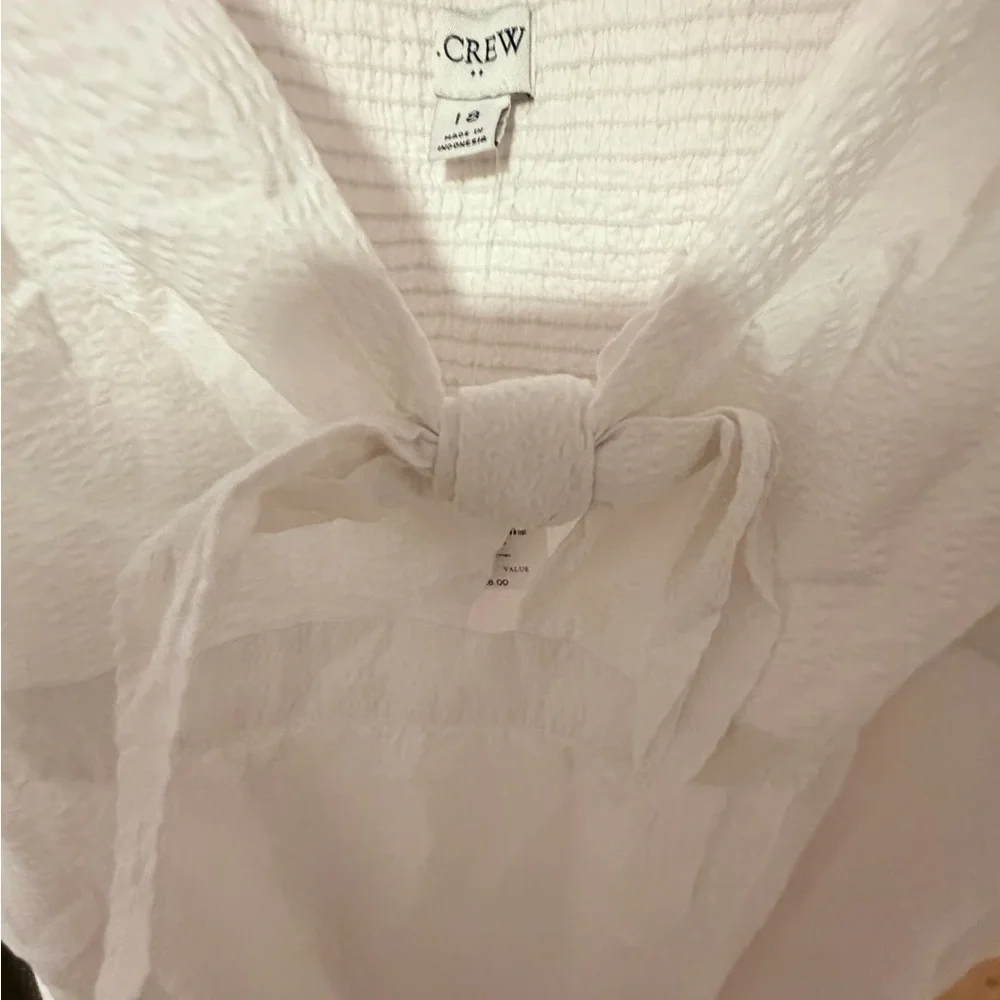 J. Crew Factory Women’s White Seersucker Tie Front Midi Dress NWT Size 18 - Picture 8 of 13